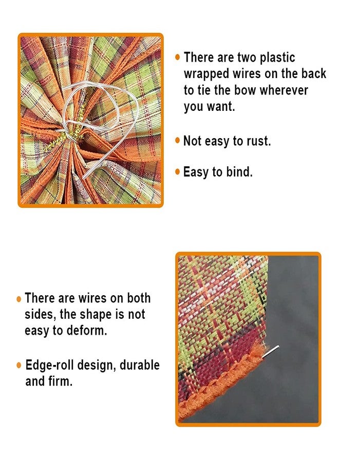 ABTOLS Large Fall Bow Wreath Autumn Thanksgiving Yellow Orange Plaid Bows for Farmhouse Wreath Indoor Outdoor Holiday Party Door Wall Decoration - Image 3